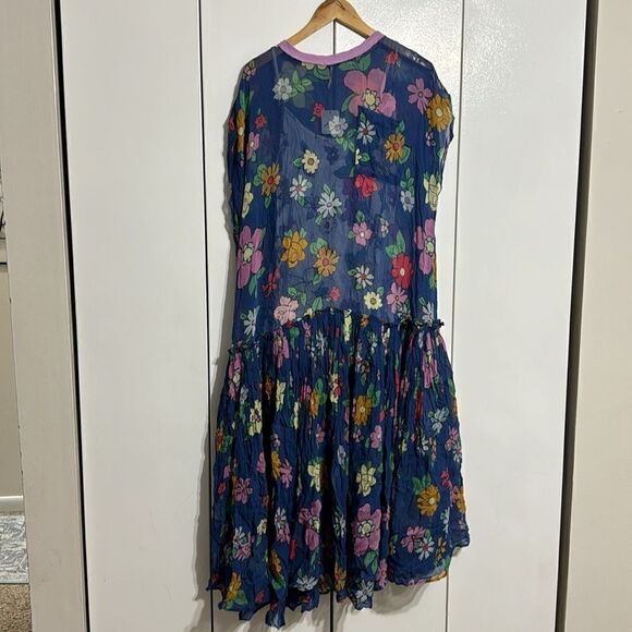 Free People Mina Maxi Dress Crepe Chiffon Floral Print Short Sleeves Size XS - Picture 6 of 6